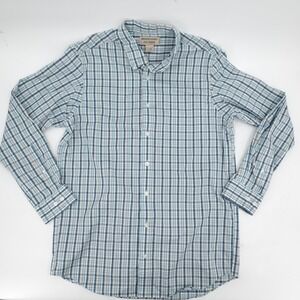 Duluth‎ Trading Button Down Shirt Mens Large Tall Blue Plaid WrinkleFighter